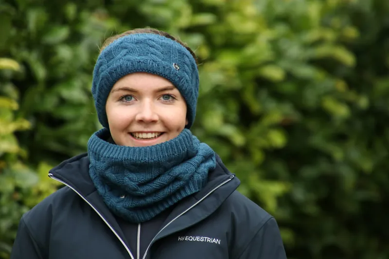 Hy Equestrian Melrose Cable Knit Snood - Petrol Blue-1
